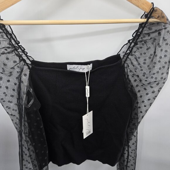 Petal and Pup Black Polka Dot Sheer Square Neckline Sleeves XL - Picture 3 of 12